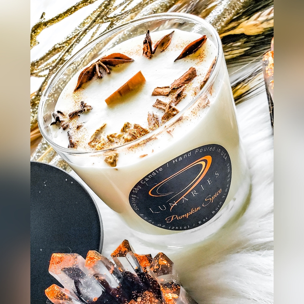 Pumpkin Spice Soy Candle w/ Wood Wick - Picture 1 of 16